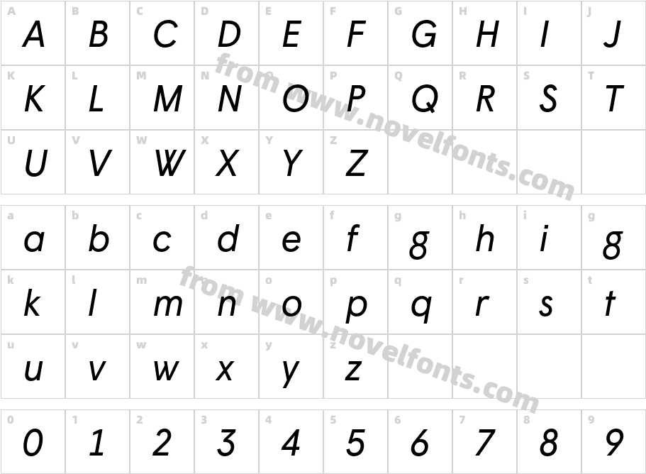 Wigrum ItalicCharacter Map