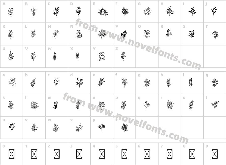 Wildplants RegularCharacter Map