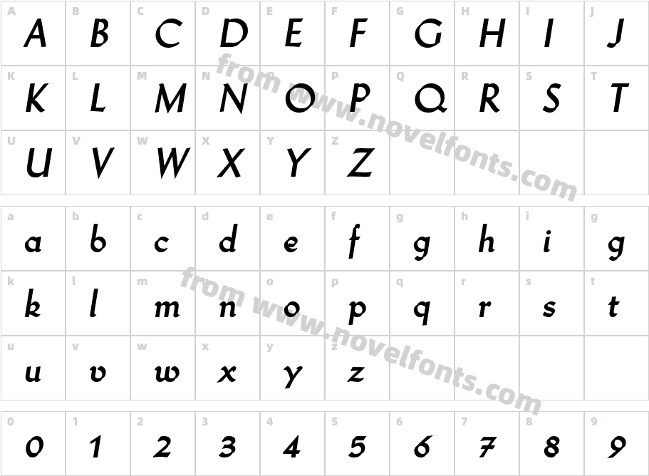 Wilke Kursiv Pro BoldCharacter Map