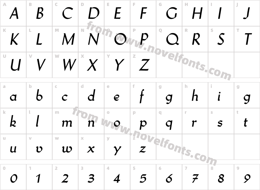 Wilke Kursiv Pro MedCharacter Map