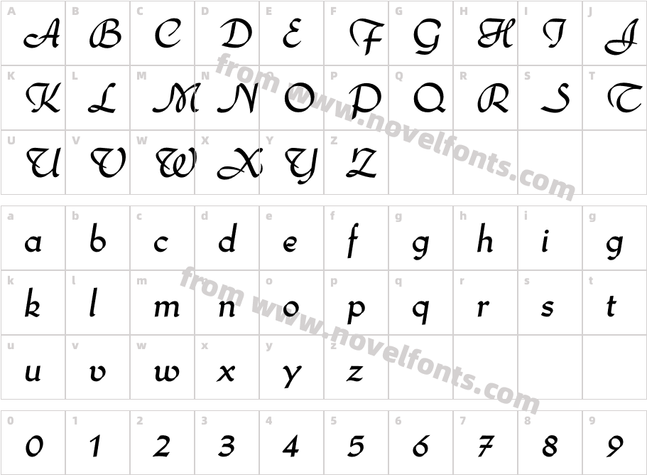 Wilke Kursiv Swash MediumCharacter Map