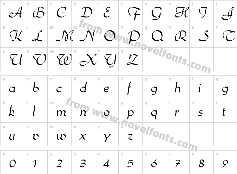 Wilke Kursiv SwashCharacter Map