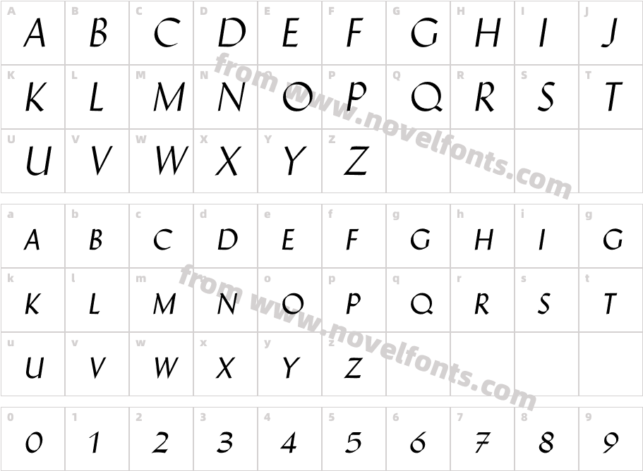 Wilke KursivSCCharacter Map