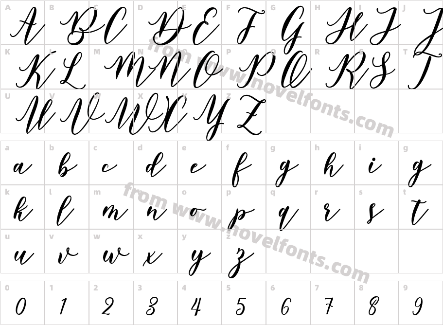 Wisdom Script RegularCharacter Map