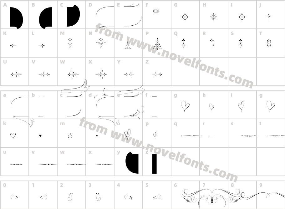 Wishes Script Ornaments Display LiCharacter Map