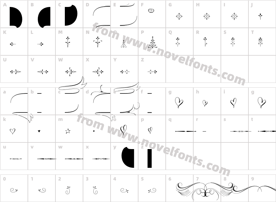 Wishes Script Ornaments Text BoldCharacter Map