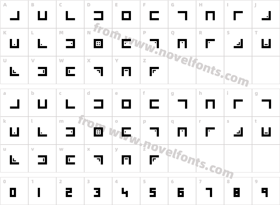 Xenois RegularCharacter Map