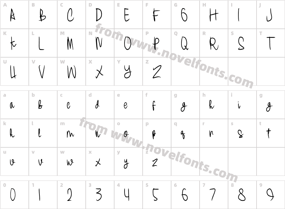 Yellow FontieCharacter Map
