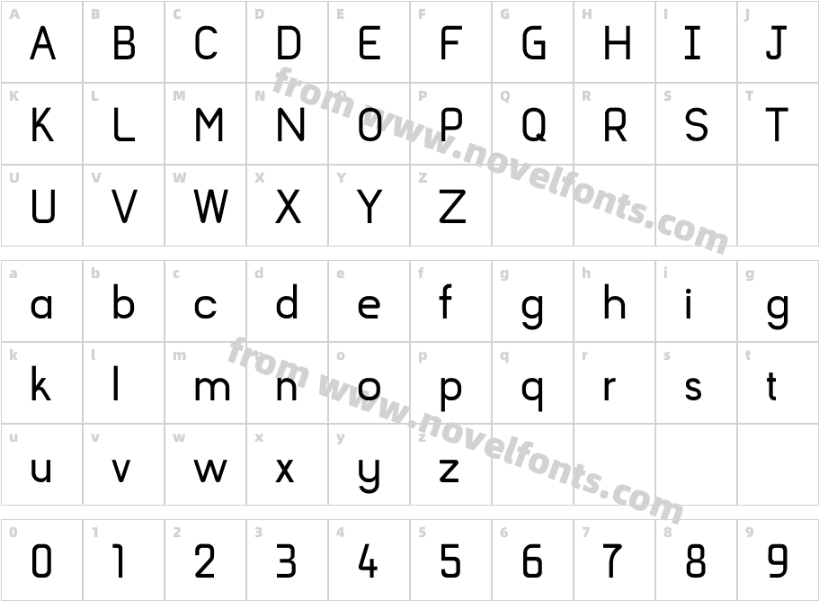 Yugee Techno Sans RegularCharacter Map