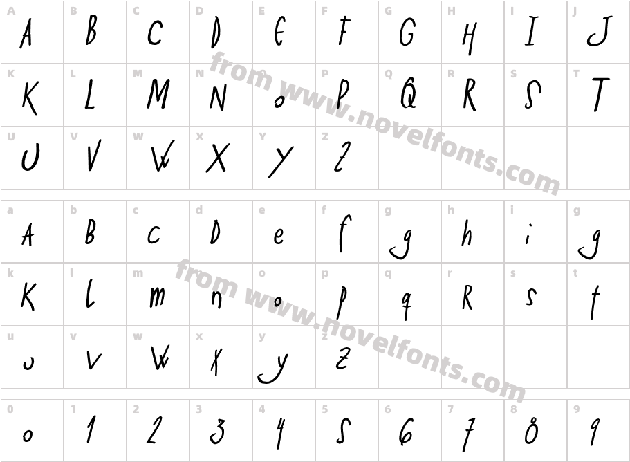 Ze Bold CursiveCharacter Map