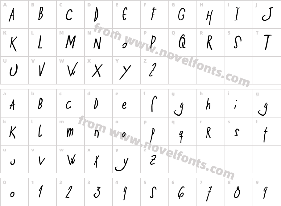 Ze Bold CursiveCharacter Map