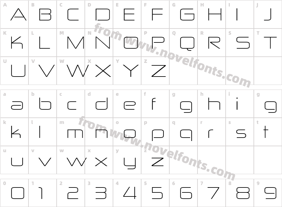 Zekton Ex Lt RegularCharacter Map