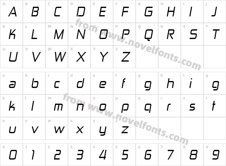 Zekton Rg ItalicCharacter Map
