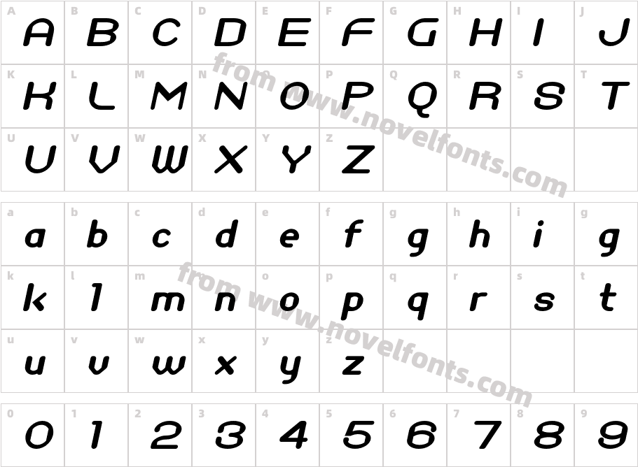 Zirphy Bold ItalicCharacter Map