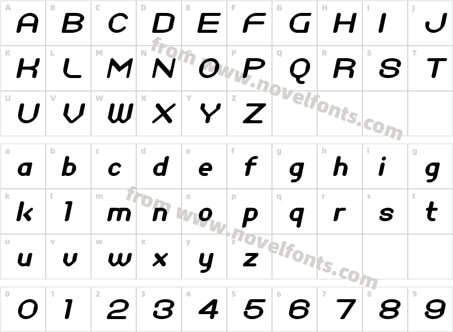 Zirphy Bold ItalicCharacter Map