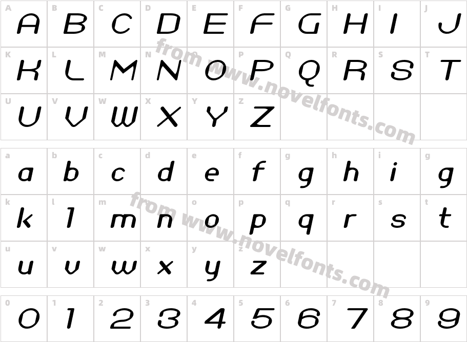 Zirphy ItalicCharacter Map