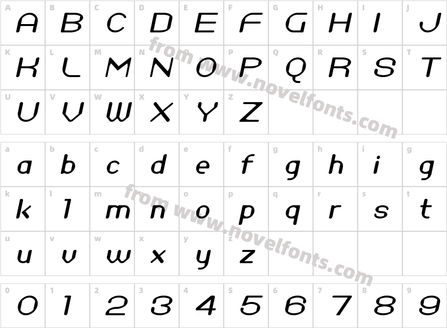 Zirphy ItalicCharacter Map