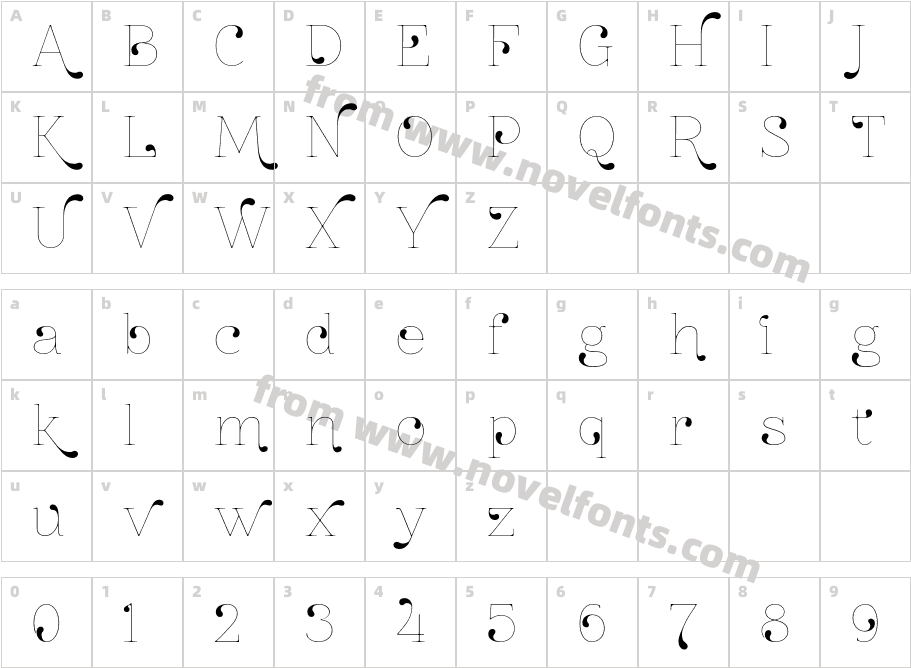 Znikomit No24Character Map