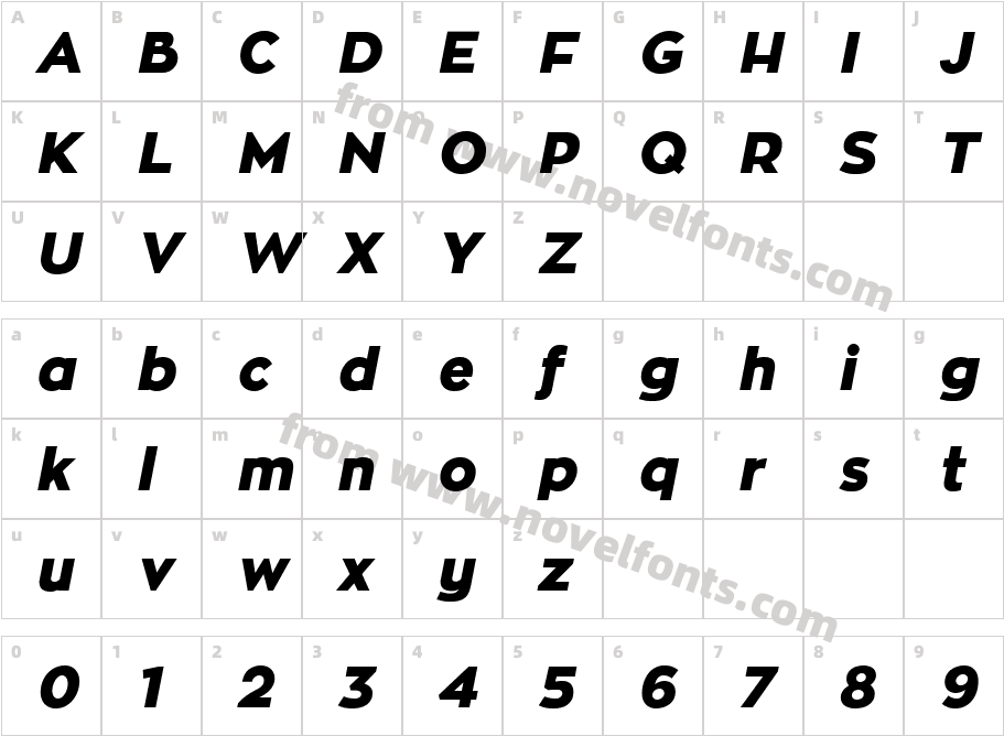 Zona Black Black ItalicCharacter Map