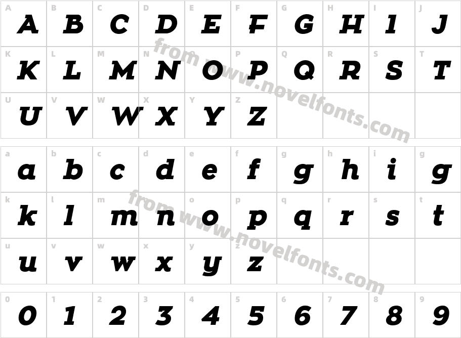 Zona Black Slab Black ItalicCharacter Map