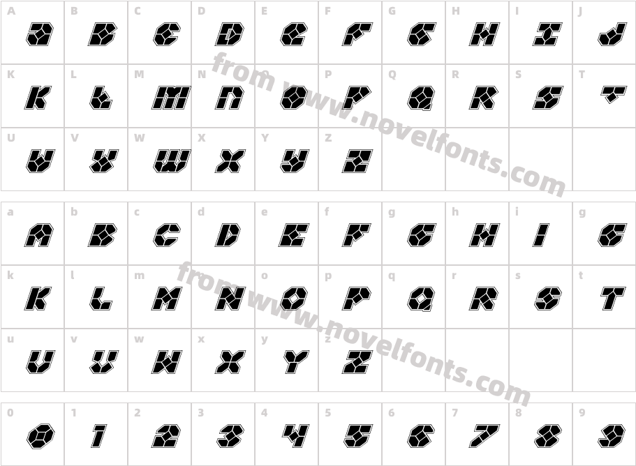 Zoom Runner Academy ItalicCharacter Map