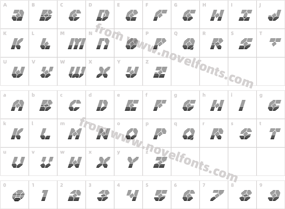 Zoom Runner Gradient ItalicCharacter Map