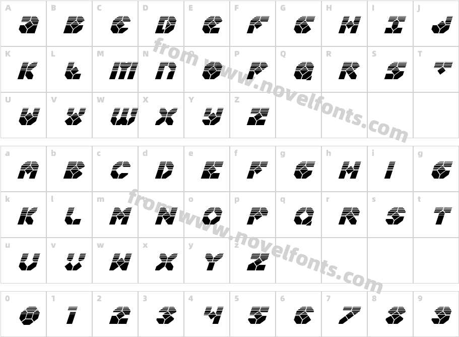 Zoom Runner Halftone ItalicCharacter Map