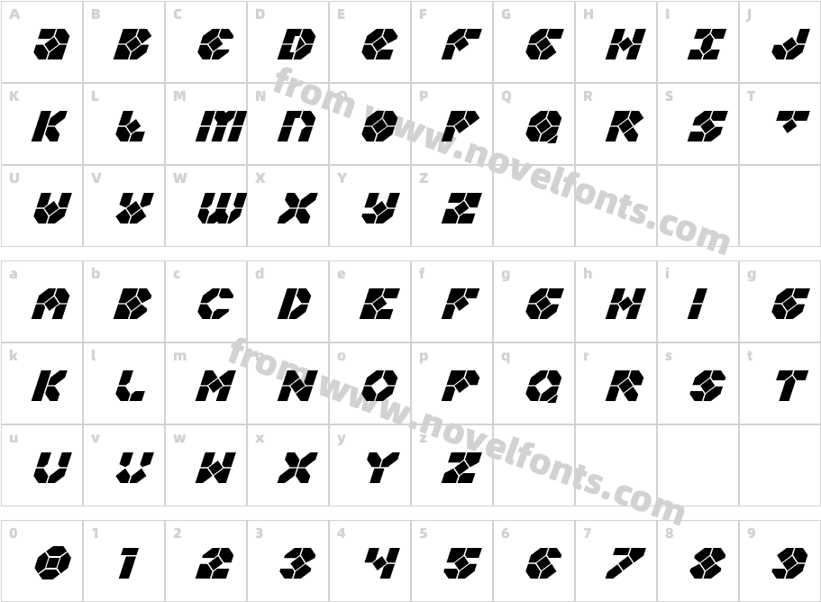 Zoom Runner ItalicCharacter Map