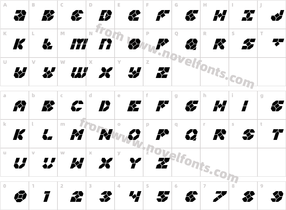 Zoom Runner Title ItalicCharacter Map