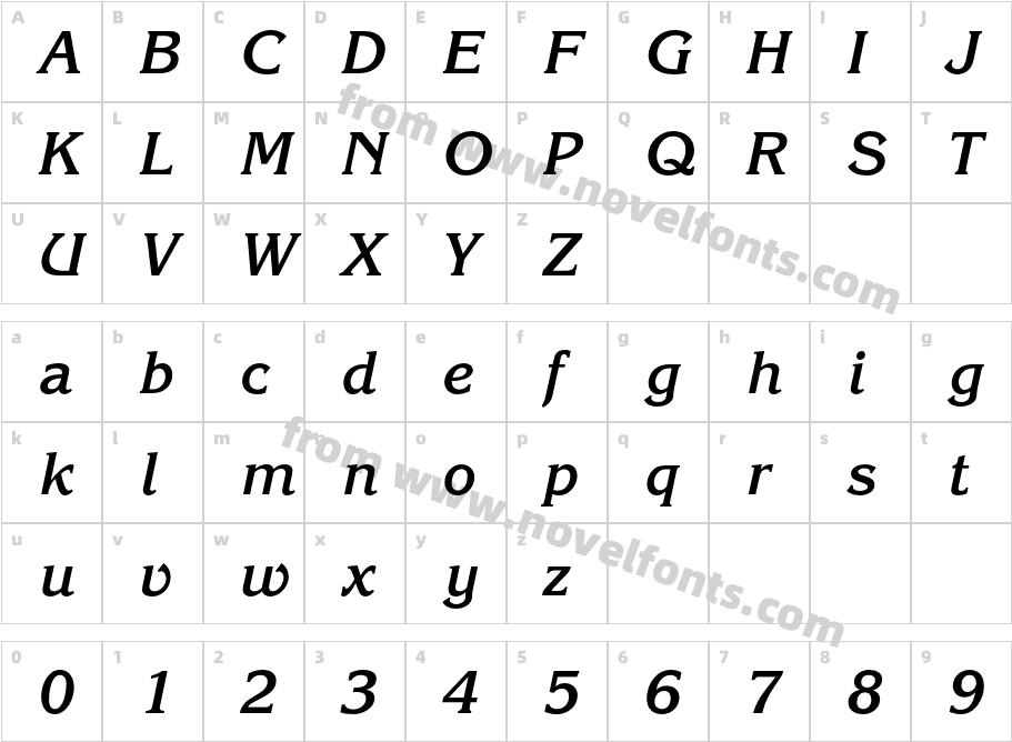 KorinnaStd-BoldKursivCharacter Map