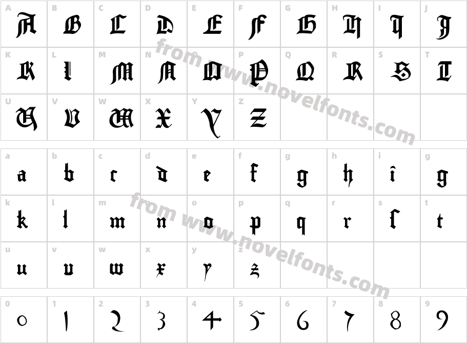 gutenberg bibelschriftCharacter Map