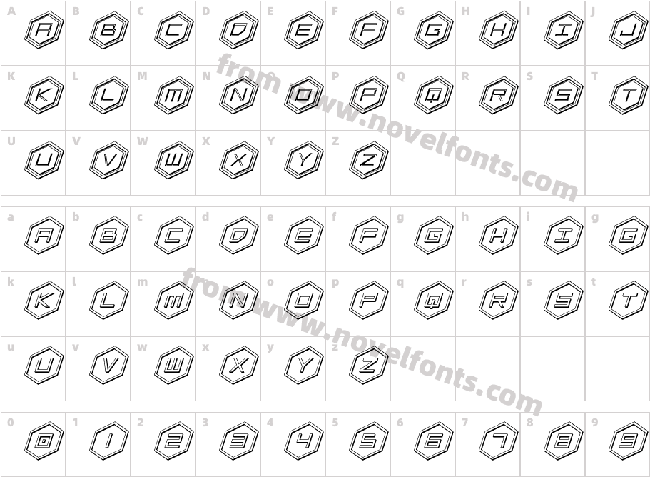 hexgon3ditalCharacter Map