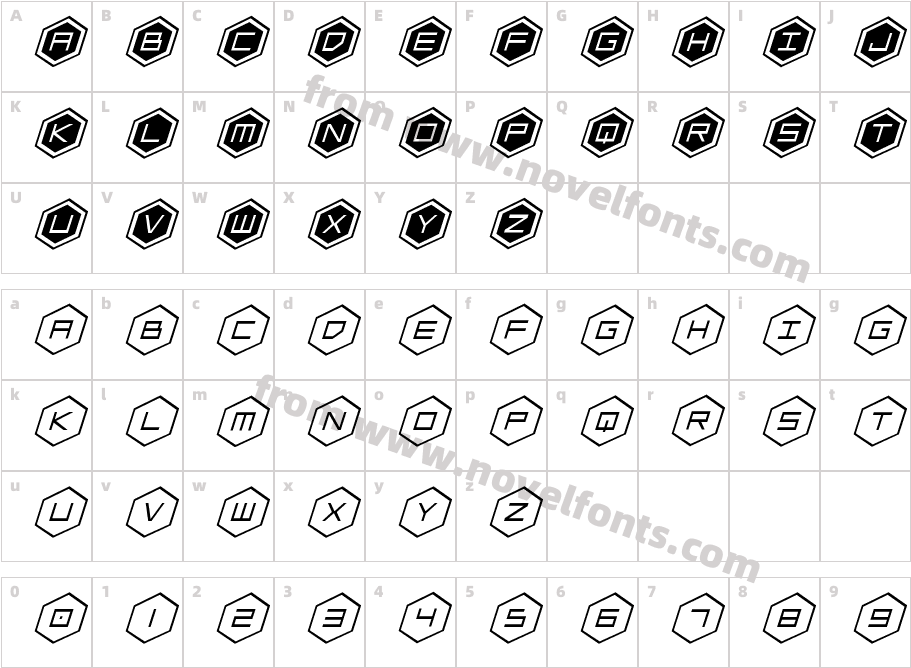 hexgonitalCharacter Map