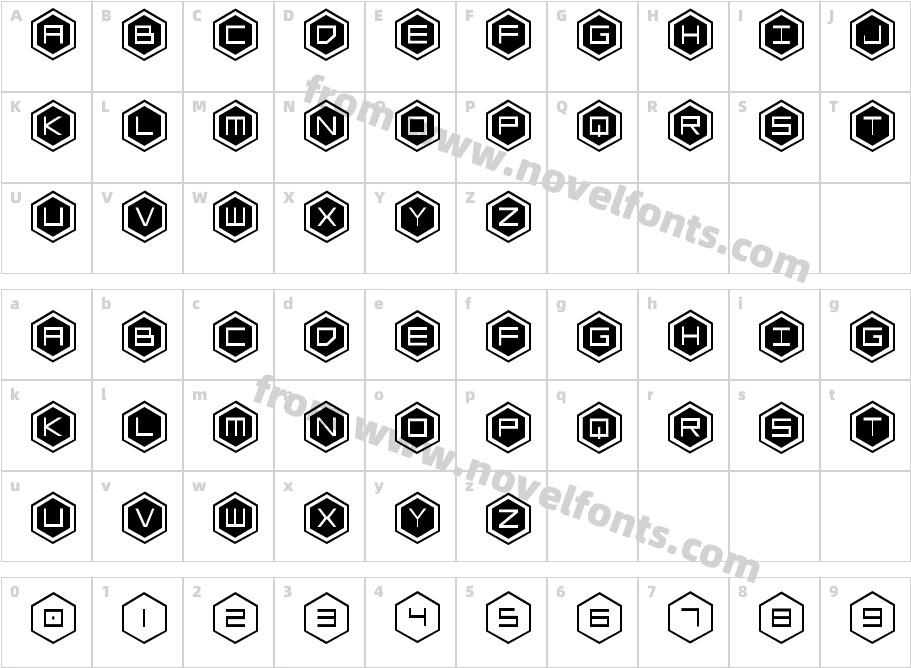 hexgonstag2Character Map