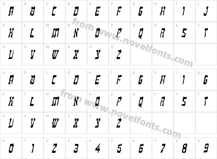 Kosher Condensed ItalicCharacter Map