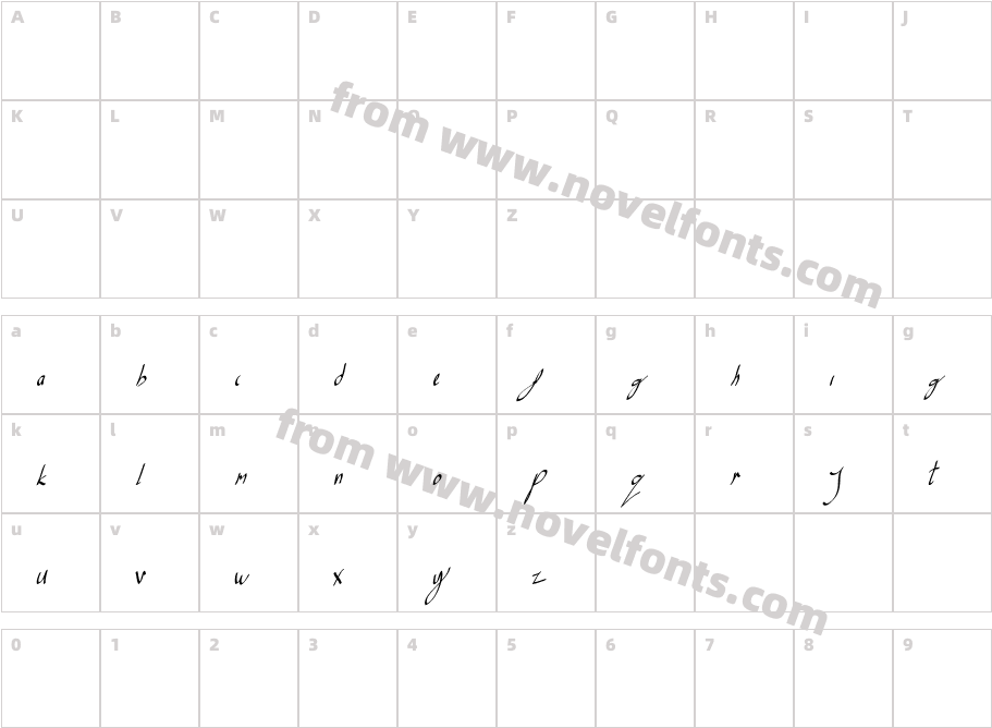 myfox handwriten ItalicCharacter Map