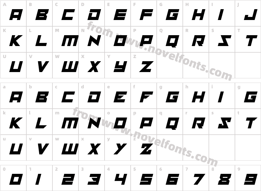 solaria ItalicCharacter Map