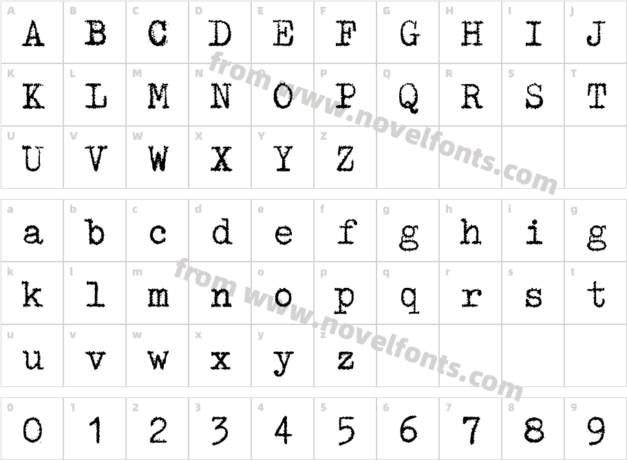 zai Triumph TypewriterCharacter Map