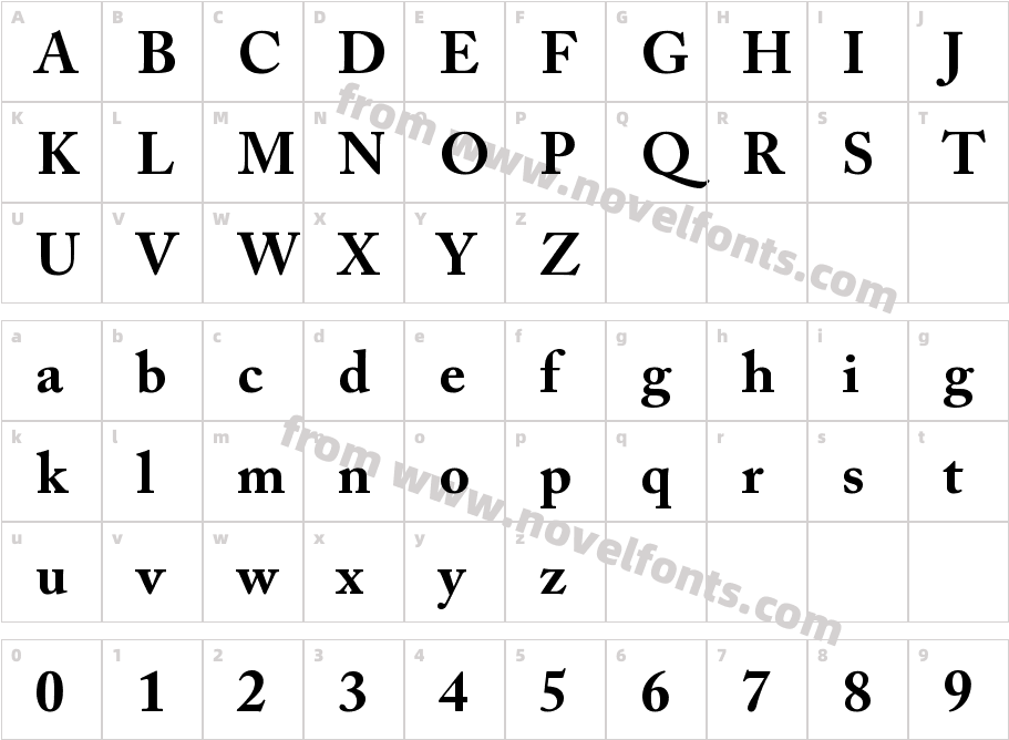 A Caslon Pro BoldCharacter Map