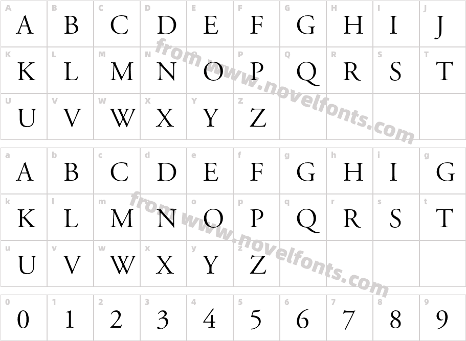 A Garamond TitlingCharacter Map