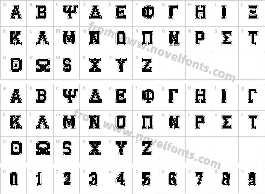 AB GREEK JERSEYCharacter Map