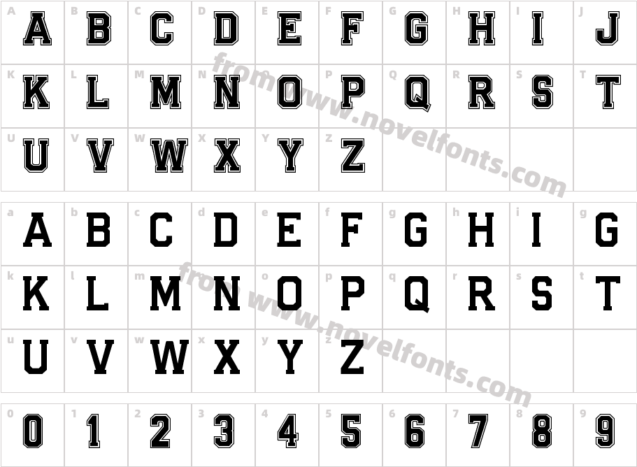 AB VARSITY NARROWCharacter Map