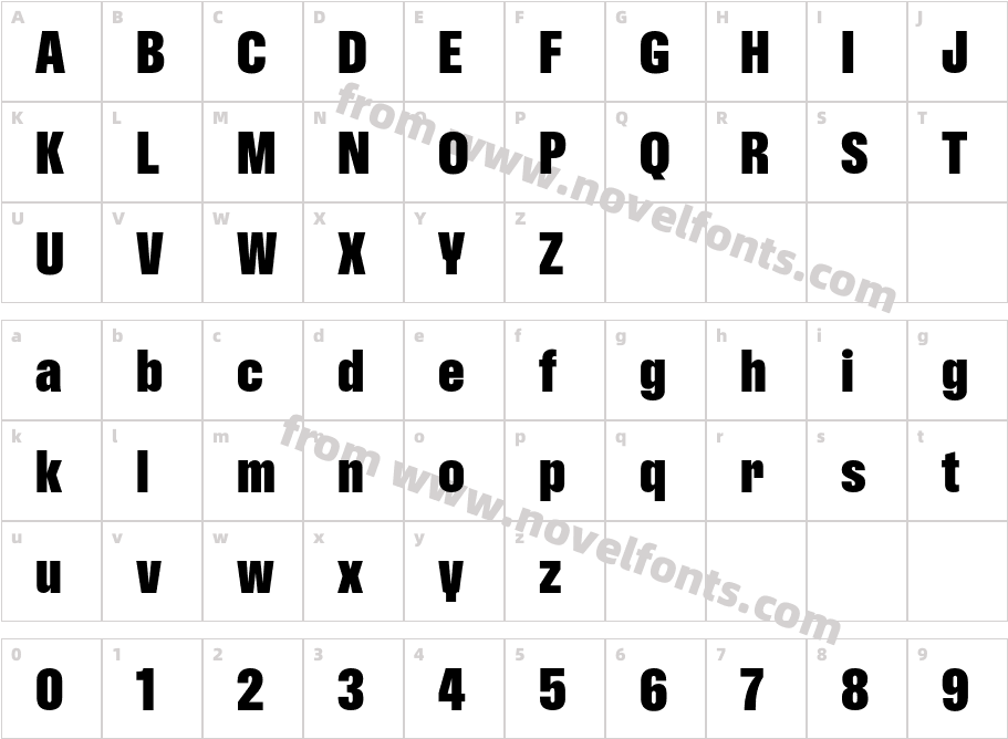 ABC Gravity Extra Condensed Unlicensed Trial RegularCharacter Map