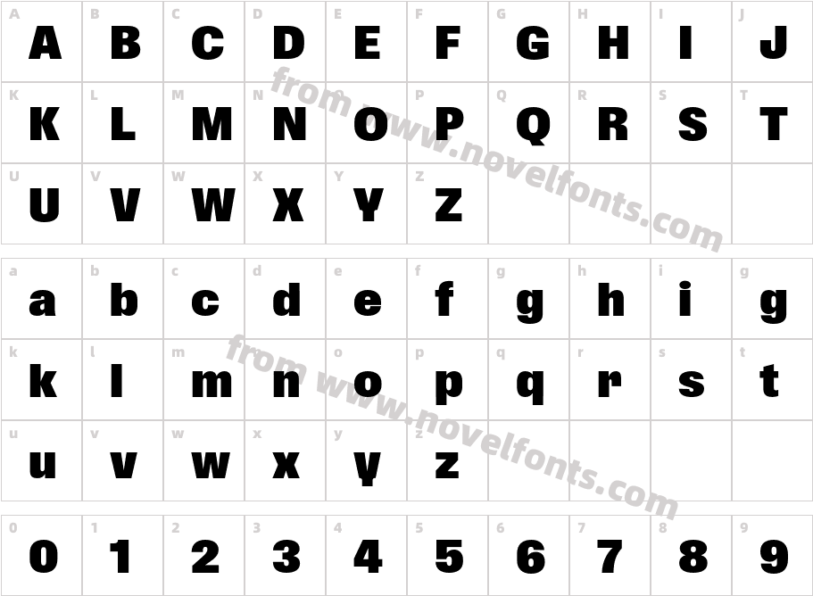 ABC Gravity Semi Condensed Unlicensed Trial RegularCharacter Map