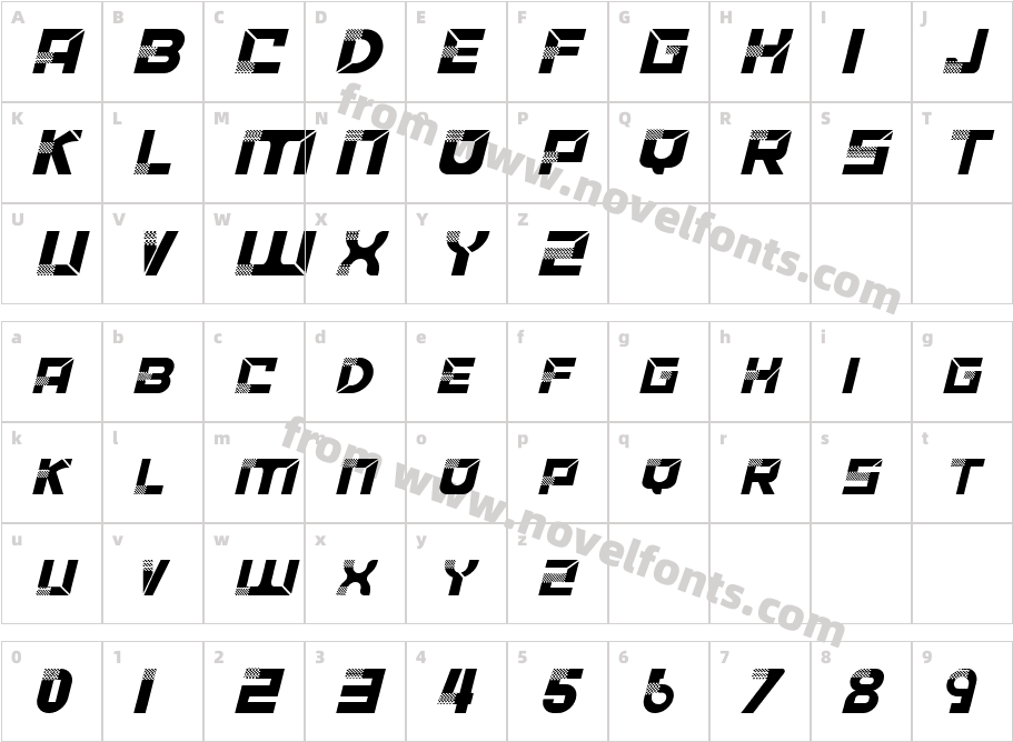 ACCELERARE ItalicCharacter Map