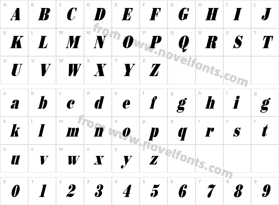 AG Bonati_HL_C Heavy ItalicCharacter Map