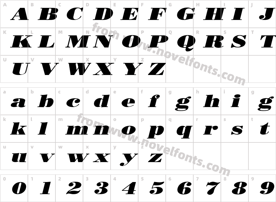 AG Bonati_HL_E Heavy ItalicCharacter Map