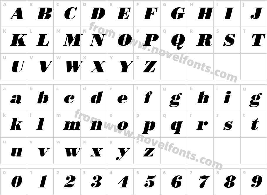 AG Bonati_HL_P Heavy ItalicCharacter Map