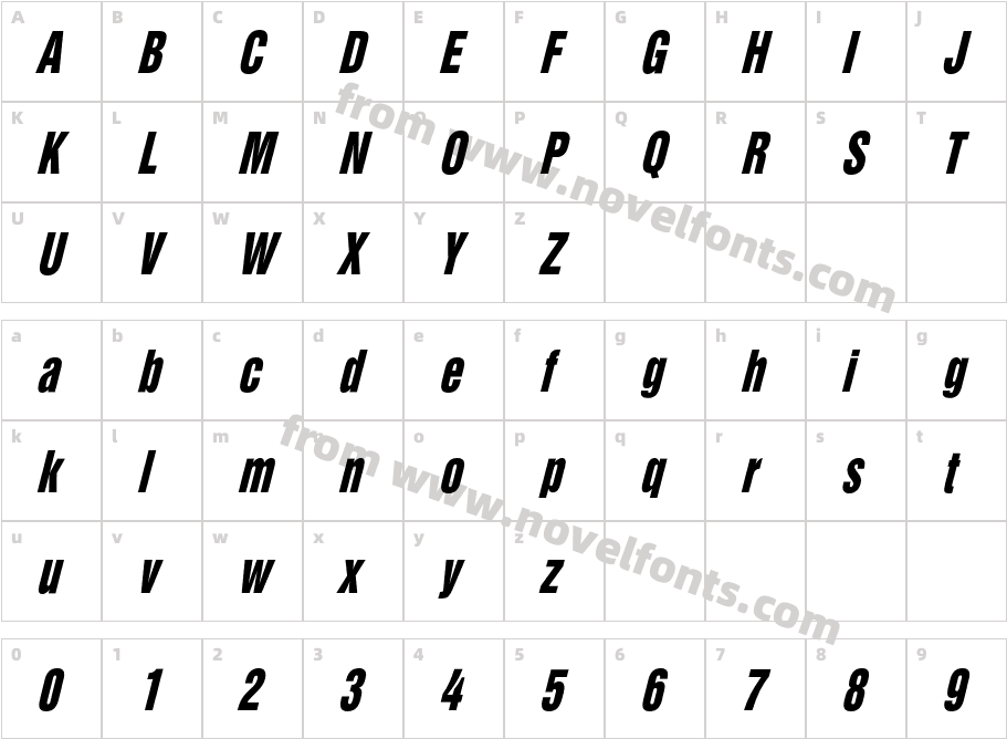 AG Helvet921 Cnd Normal ItalicCharacter Map