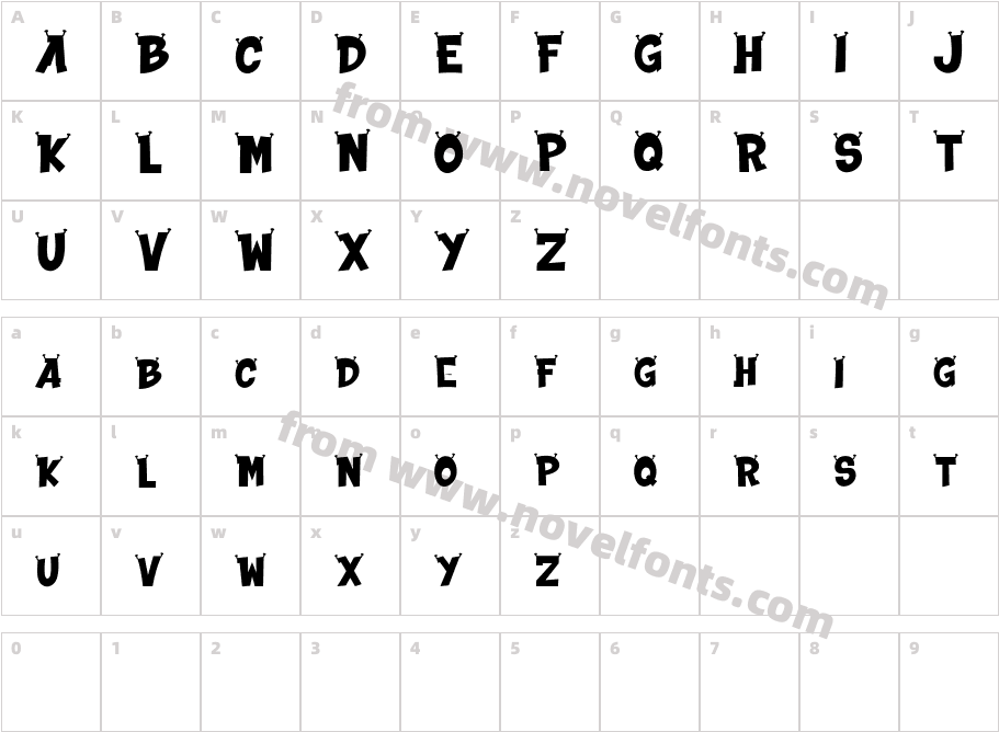 ALIEN INVASIONCharacter Map